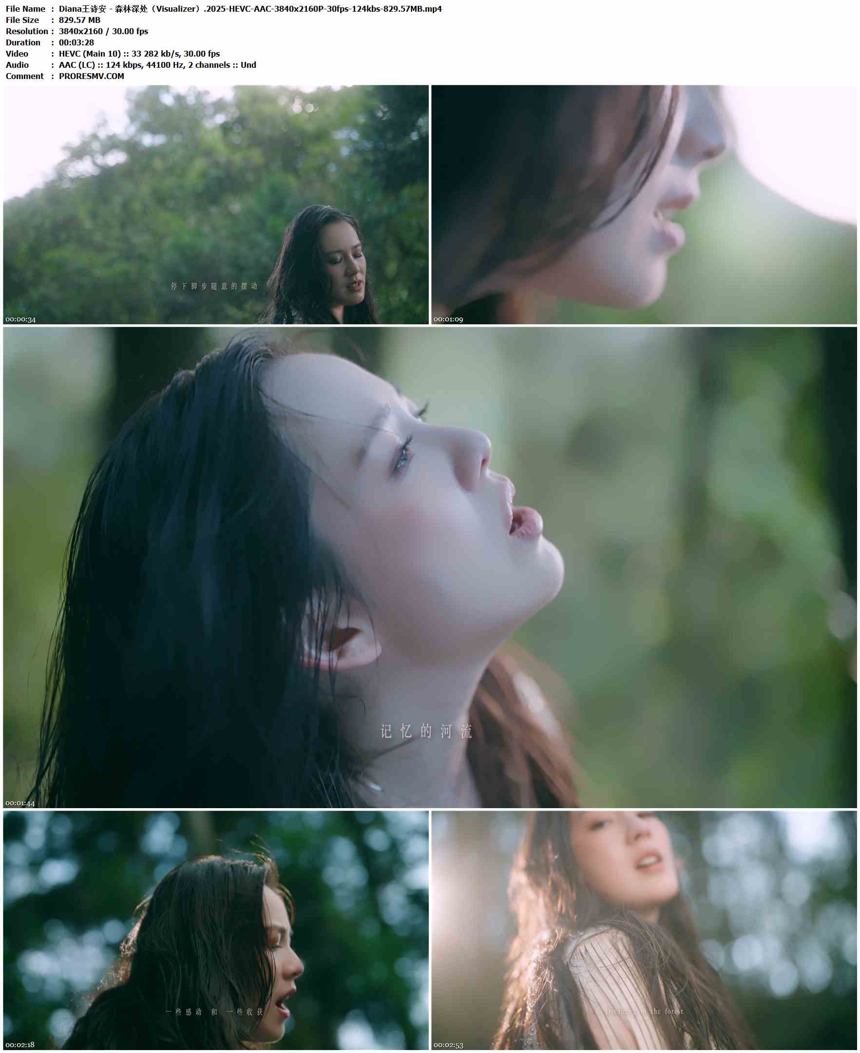 王诗安 - 森林深处（Visualizer）.2025-HEVC-AAC-3840x2160P-30fps-124kbs-829.57MB官方MV_高清MV